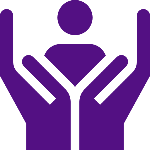 Executive Coaching symbol – a person supported by two enfolding hands
